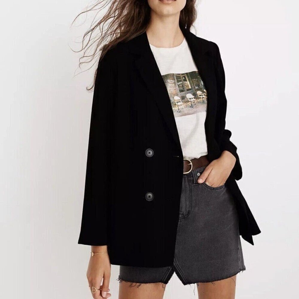 Madewell Black Double-Breasted Blazer